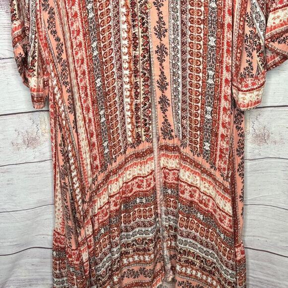 Miss Me Long Vintage Style Pattern Duster Maxi Boho Kimono Size Medium - Picture 11 of 11